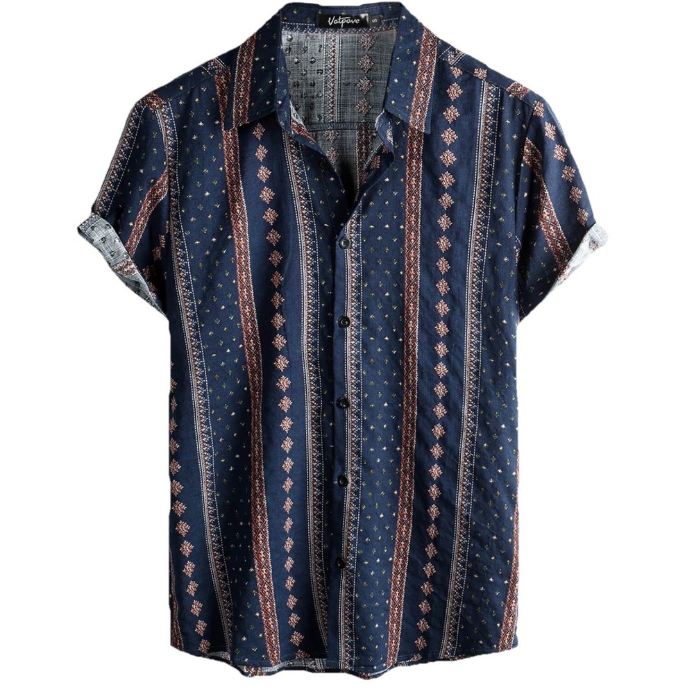 New Vatpave Mens Button Up Shirts Short Sleeve M - Button Front Floral Hawaiian